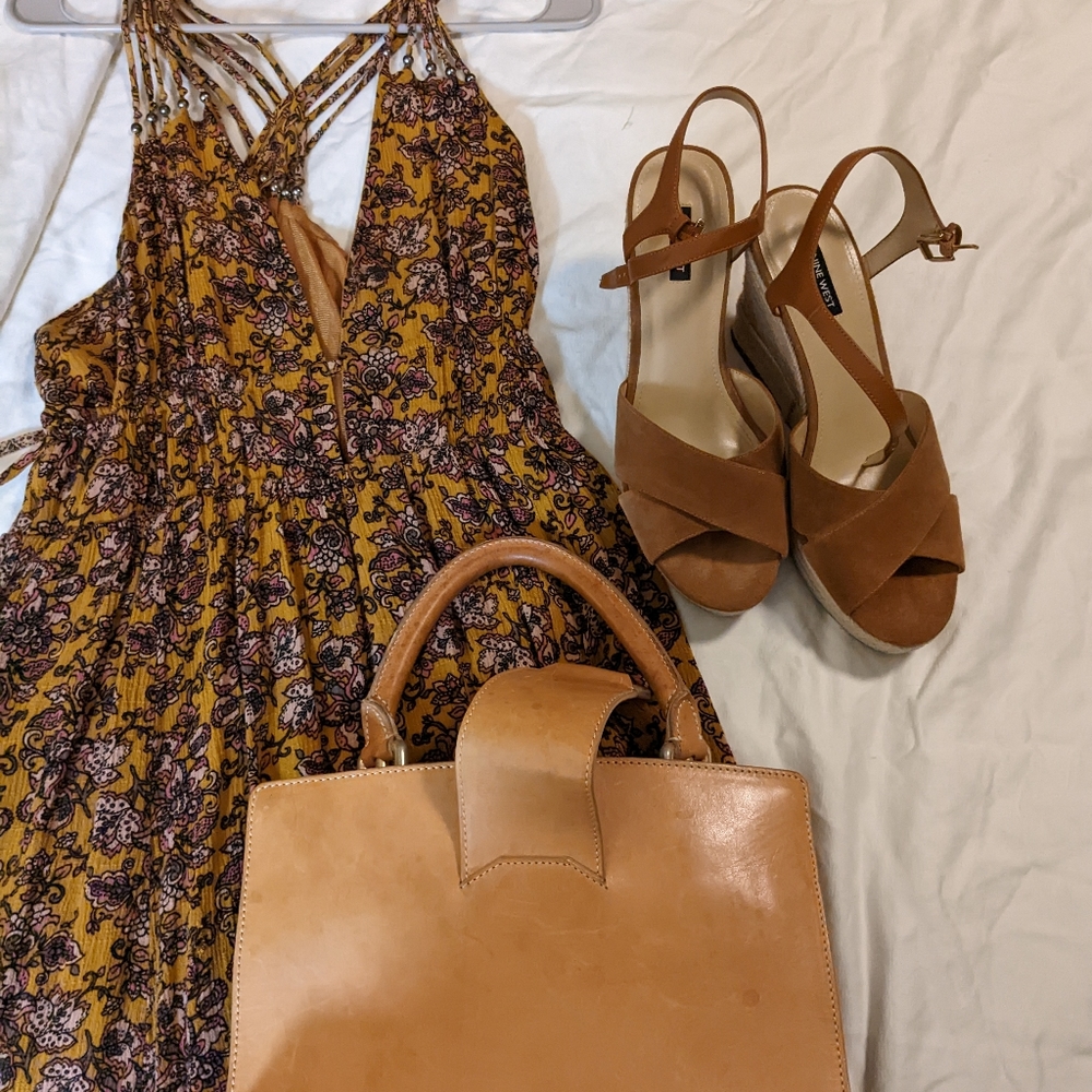 Brown Ankle strap Wedges size 11